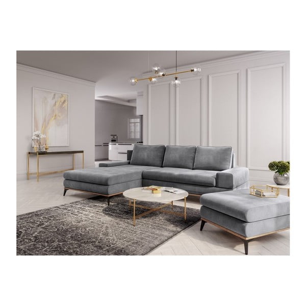 Puf cu tapițerie de catifea Windsor & Co Sofas Astre, gri-image-3