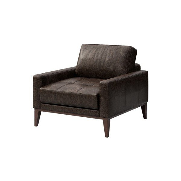 Fotoliu din piele MESONICA Musso Tufted, maro închis-image-2