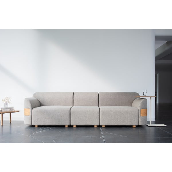 Modul de canapea gri deschis (colț stânga) din amestec de lână și in Hugg - Gazzda-image-1