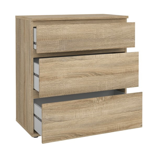 Comodă în culoare naturală joasă cu aspect de lemn de stejar 77x84 cm Nova – Tvilum-image-3