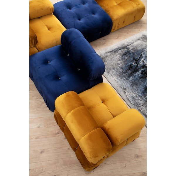 Taburet albastru închis cu tapițerie din catifea Bubble – Artie-image-1