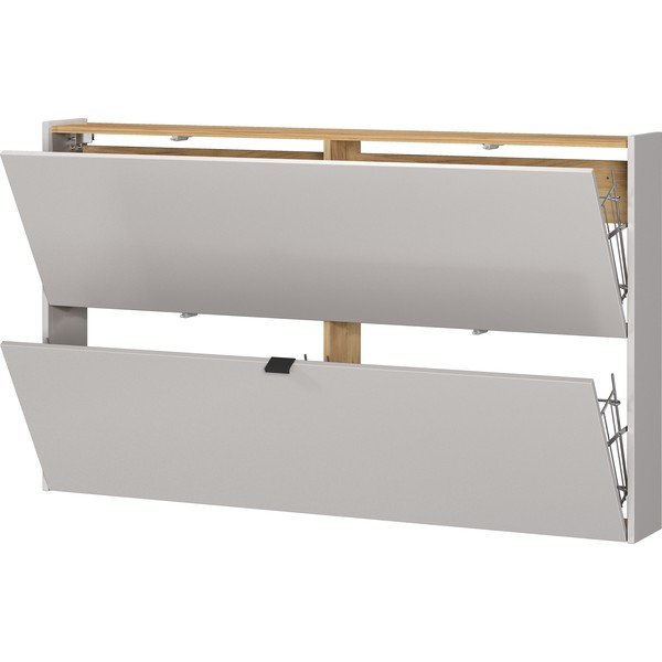 Pantofar crem cu deschidere înclinată/suspendat cu aspect de lemn de stejar 140x83x18 cm Ameca – Germania-image-3