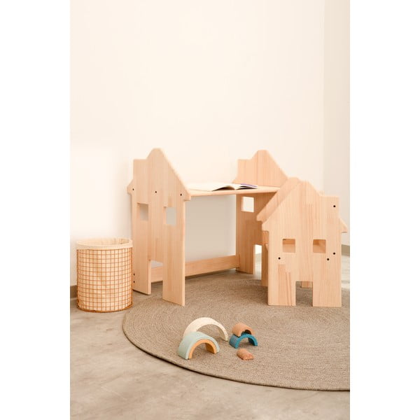Birou din lemn de pin pentru copii Little Nice Things House-image-4
