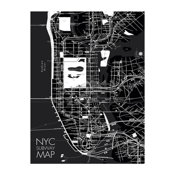   Tablou din sticlă float Eurographics NYC Subway map, 60 x 80 cm