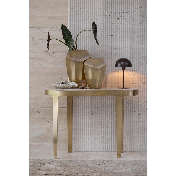 Masă consolă bronz/taupe cu blat din marmură 40x110 cm Giulio – Light & Living-image-1