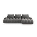 Colțar gri extensibil/cu spațiu de depozitare cu tapițerie din catifea (cu colț pe partea dreaptă/cu șezlong) Linz – Cosmopolitan Design