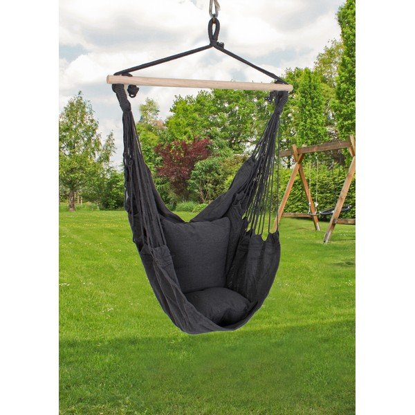 Fotoliu suspendat de grădină  negru capitonat Tobago – Garden Pleasure-image-1