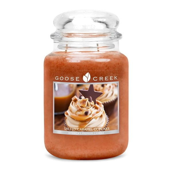 Lumânare parfumată în recipient de sticlă Goose Creek Salted Caramel Cupcake, 150 ore de ardere