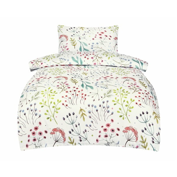 Lenjerie de pat albă din bumbac satinat pentru pat de o persoană 140x200 cm Jasmine – My House