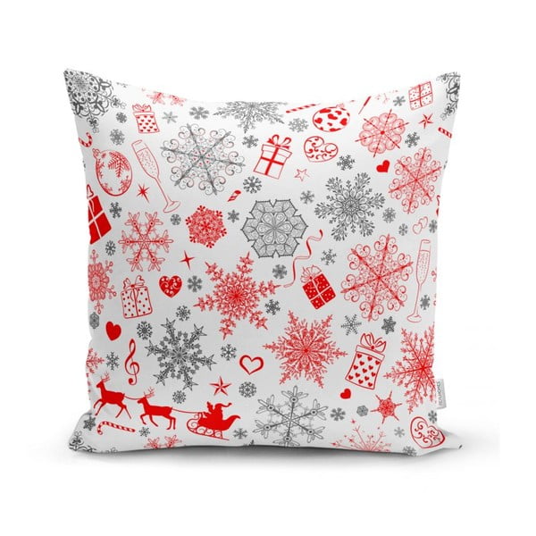 Set 4 fețe de pernă și un napron de masă cu model de Crăciun Minimalist Cushion Covers Snowflakes-image-3