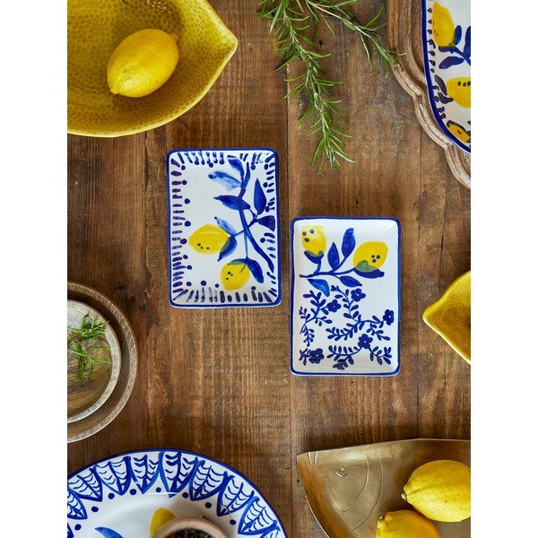 Farfurii albe/albastre 2 buc. pentru desert  din gresie Maxima – Bloomingville-image-2