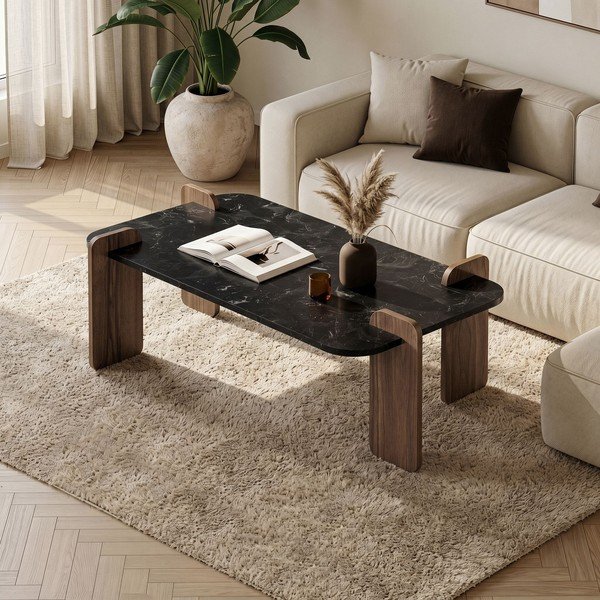 Măsuță de cafea neagră 60x120 cm Renard – Nordure-image-2