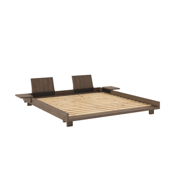 Pat matrimonial maro din lemn de pin cu somieră 180x200 cm Social – Karup Design