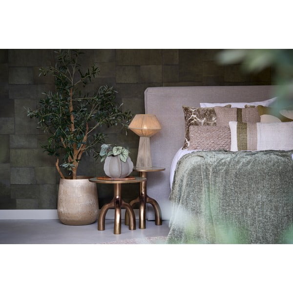 Veioză verde-deschis cu abajur din iută (înălțime 47 cm) Fugia – Light & Living-image-1