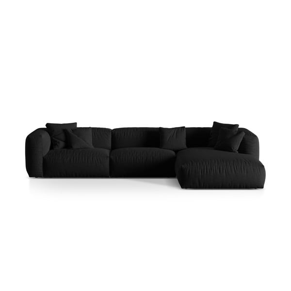 Colțar modular negru (cu colț pe partea dreaptă) Martina – Micadoni Home