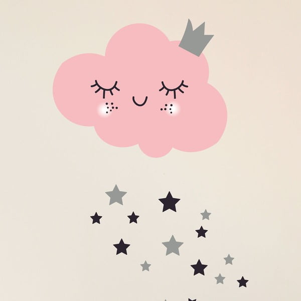 Set autocolante pentru perete Ambiance Pink Clound and Stars-image-1