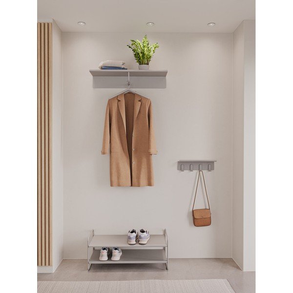 Cuier de perete gri deschis cu raft din oțel 11,5 cm A-Hallway – Zone-image-1