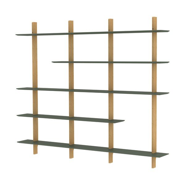 Sistem de rafturi modulare verde cu aspect de stejar 224x190 cm Bridge - Tenzo-image-3