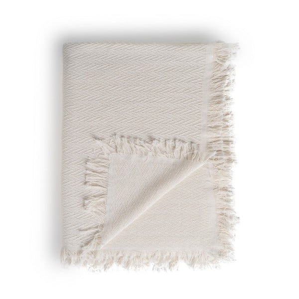 Cuvertură crem din bumbac reciclat 180x260 cm Spike – Ixia