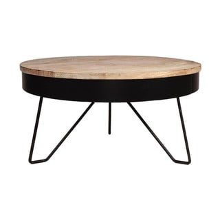Măsuță cu blat din lemn de mango LABEL51 Saran, ⌀ 80 cm, negru