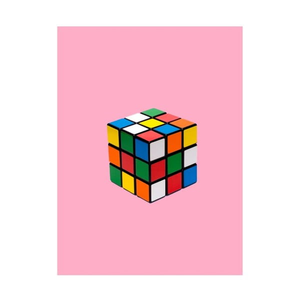 Poster Blue-Shaker Objets Cultes Rubiks Cube, 30 x 40 cm