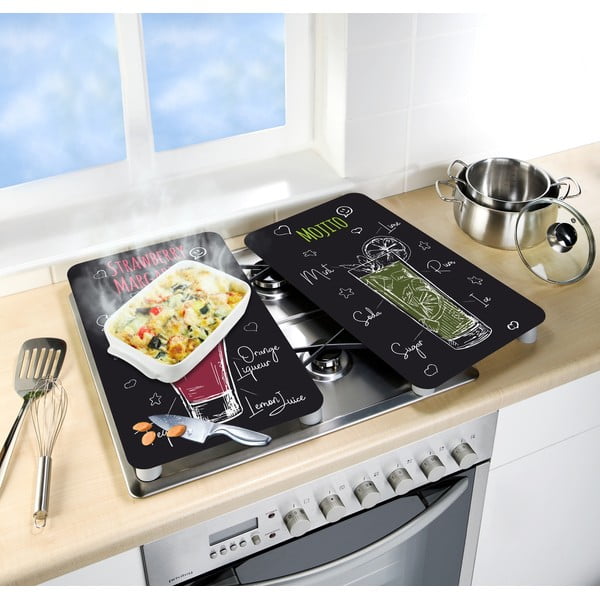 Set 2 protecții din sticlă pentru aragaz Wenko Margarita, 52 x 30 cm-image-1