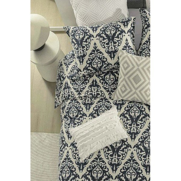 Lenjerie de pat neagră/bej din bumbac ranforcé pentru pat dublu/extinsă cu cearceaf inclus/cu 4 piese 200x220 cm Damask – Mila Home-image-2
