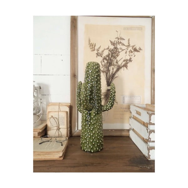 Statuetă din ceramică Orchidea Milano Cactus Summer In Italy, înălțime 41 cm, verde