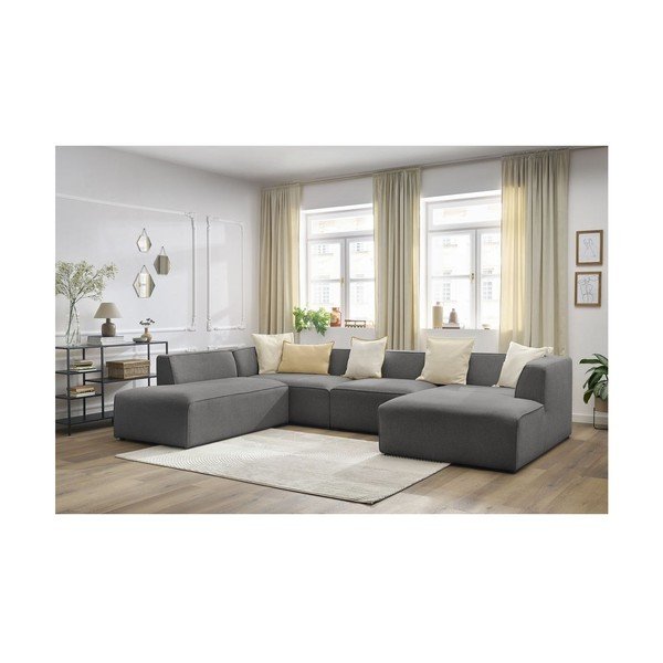Colțar modular gri închis (cu colț pe partea stângă/în formă de "U") Megeve – Bobochic Paris-image-3