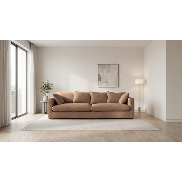 Canapea maro deschis cu tapițerie din catifea reiată  266 cm Comfy – Scandic-image-4
