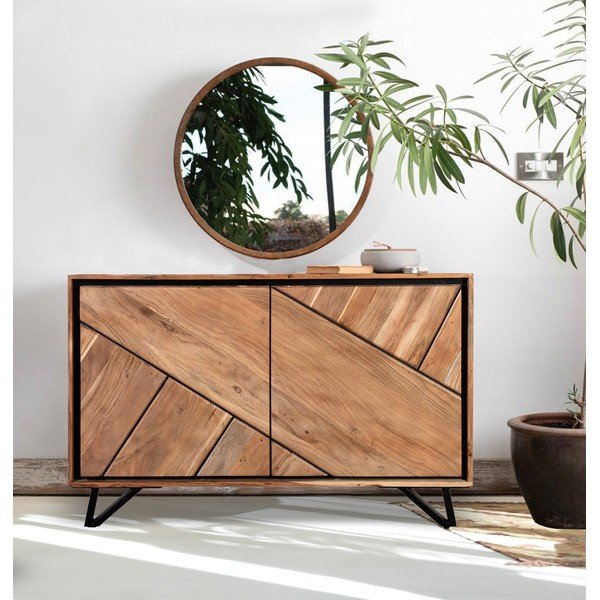 Dulap în culoare naturală din lemn de acacia 120x78x40 cm Ambala – Interia Home & Living-image-1