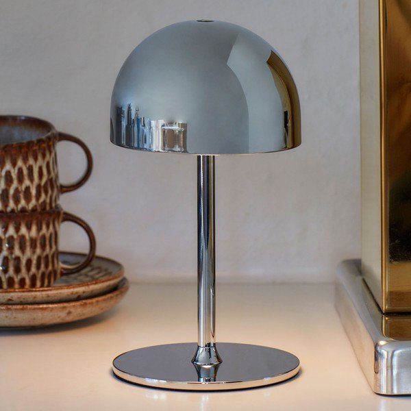 Veioză argintie LED cu control prin telecomandă cu abajur din metal (înălțime 22 cm) Tim – Sirius-image-1