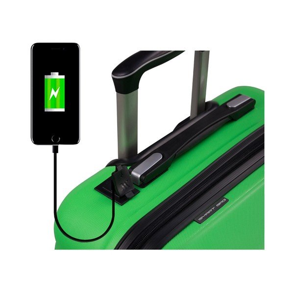 Valiză cu roți/troler cabină, cu port USB My Valice COLORS RESSNO, verde-image-2