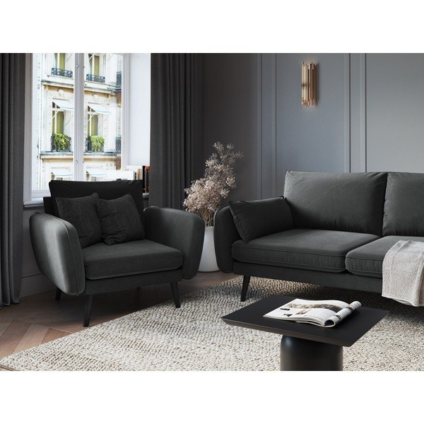 Fotoliu din catifea Kooko Home Lento, gri închis-image-1