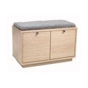 Pantofar gri/în culoare naturală cu bancă cu aspect de lemn de stejar Confetti – Rowico