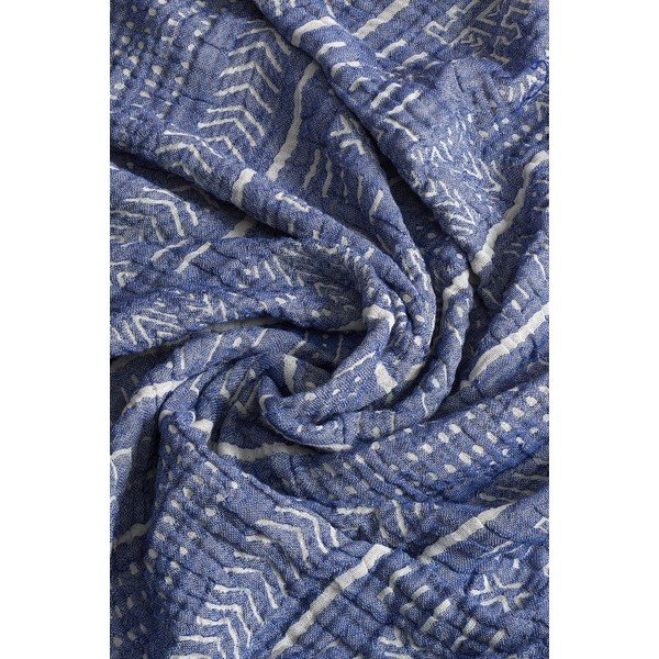 Cuvertură albastră din muselină pentru pat dublu 220x240 cm Etno - Mijolnir-image-1