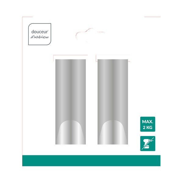 Cârlige argintiu-lucios 2 buc. de agățat din metal Fixeo – douceur d'intérieur-image-1