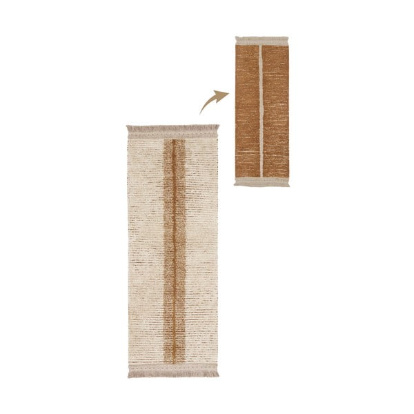 Covor tip traversă cărămiziu/bej din bumbac 80x230 cm Duetto Toffee – Lorena Canals-image-1
