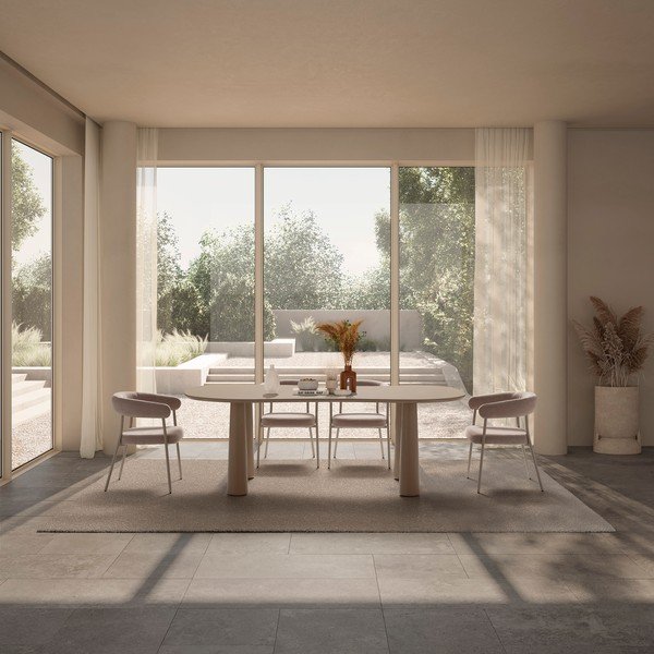 Set de scaune de sufragerie bej cu cotiere 2 buc. tapițat Yuri – MOME-image-2