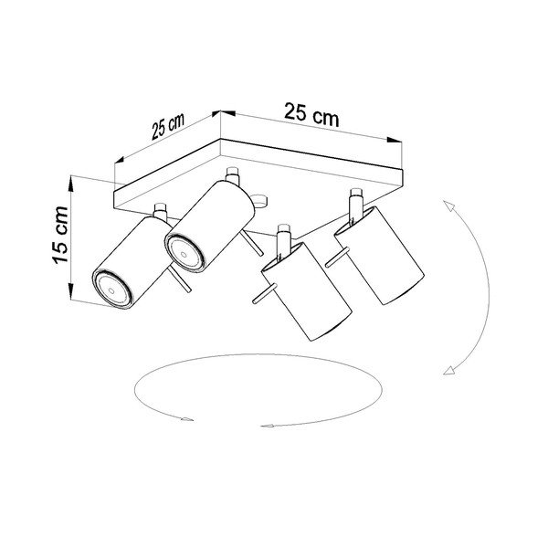 Plafonieră Sollux Etna Quatre, gri-image-2