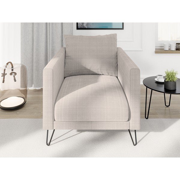 Fotoliu maro deschis cu tapițerie din chenille Freya – Ropez-image-1