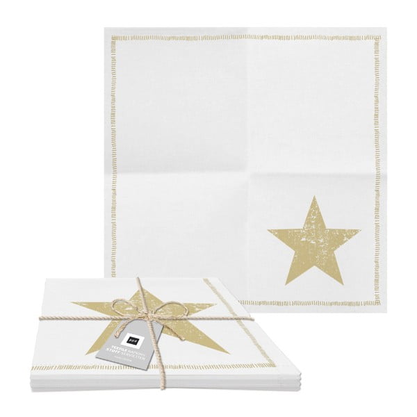 Set 2 șervețele din bumbac PPD Star Fashion, 20 x 20 cm, auriu