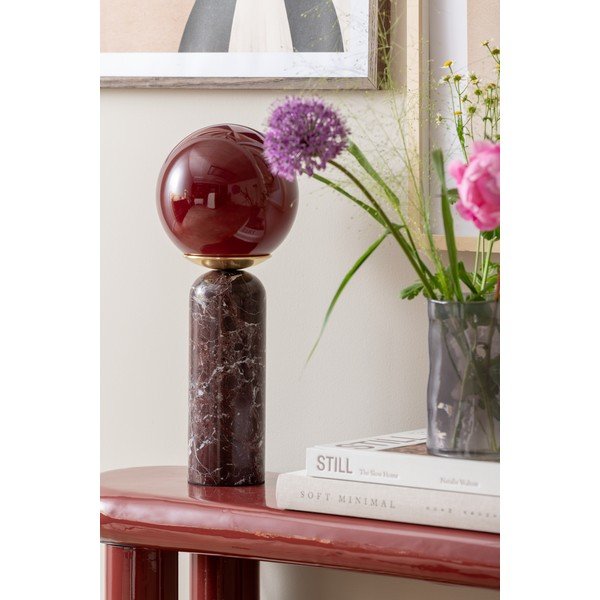 Veioză burgundy din marmură (înălțime 38 cm) Lazio Sphere – Leitmotiv-image-2