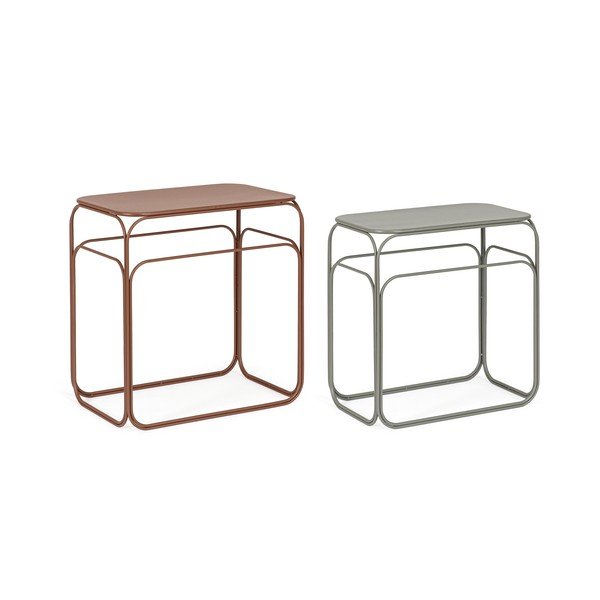 Mese consolă gri/teracotă 2 buc. din metal 36x56 cm Clarity – Bizzotto-image-2