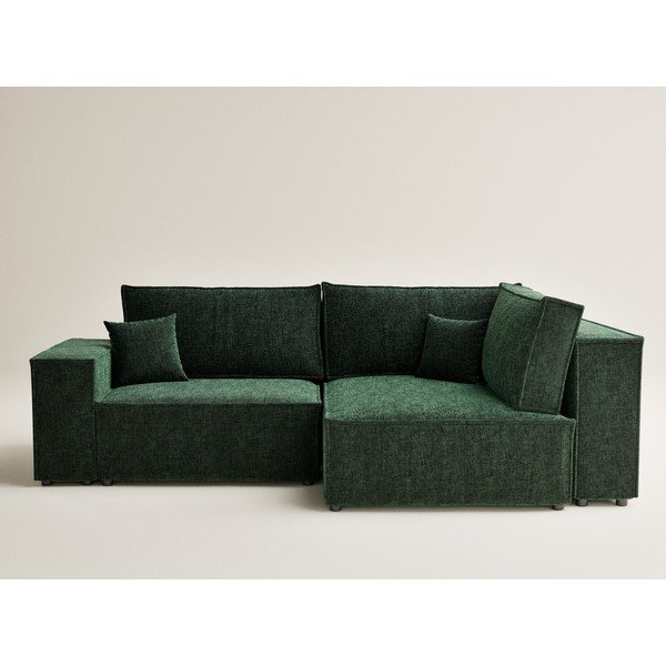 Colțar verde închis extensibil/cu spațiu de depozitare cu tapițerie din chenille (cu colț pe partea dreaptă/în formă de ”L”) Tonga – Maison de Rêve-image-2