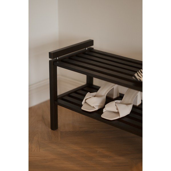 Pantofar în culoare naturală închisă din lemn de stejar 80x40x30 cm Confetti – Rowico-image-2