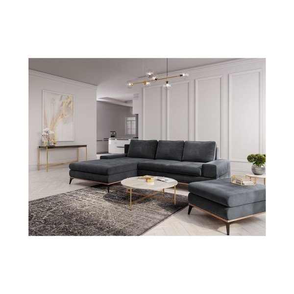 Puf cu tapițerie de catifea Windsor & Co Sofas Astre, gri închis-image-3