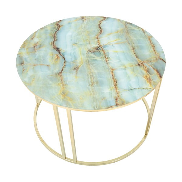 Măsuță de cafea Mauro Ferretti Sepa,, ø 75 cm, alb-auriu-image-2