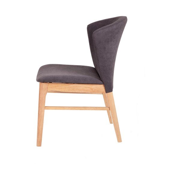 Set 2 scaune cu picioarele maro deschis din lemn de cauciuc sømcasa Mara, gri închis-image-1