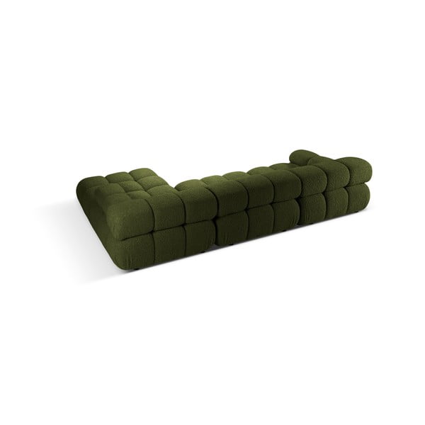 Colțar modular verde cu tapițerie din țesătură bouclé (cu colț pe partea dreaptă) Bellis – Micadoni Home-image-4